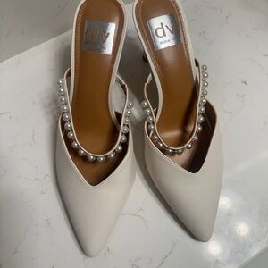 DV by Dolce Vita White Pearl-Adorned Heels